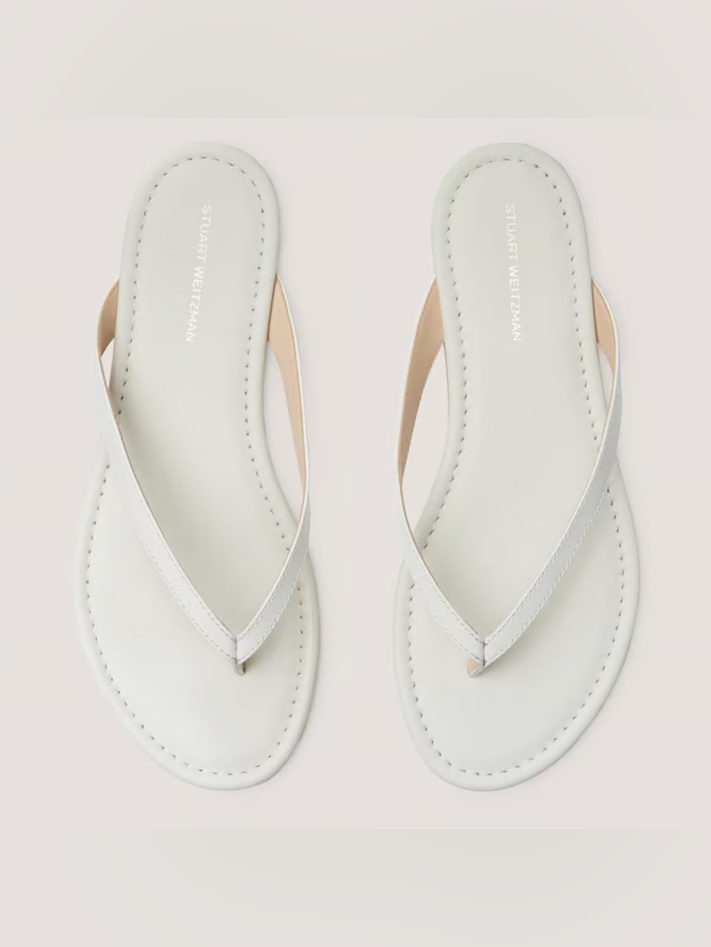 New🤍Stuart Weitzman White Leather Thong Sandals - Picture 6 of 7